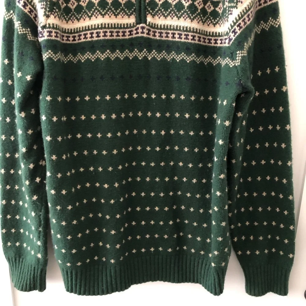 J. Crew Green Fair Isle Patterned Sweater XXL